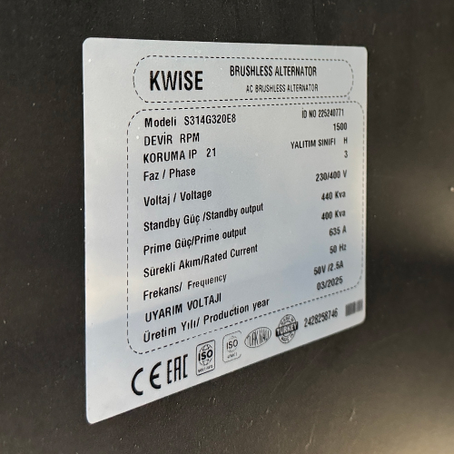 Дизельний генератор OYAL OYB-440 BAUDOUIN 6M16G450-5 440KVA / 360KW, Альтернатор OYL315G, витрата 75% навантаження - 63,5 літрів / год, 230 / 400 В, 50 Гц (AVR+ATS), 4000x1500x2200 мм, 3690 кг, 630 л