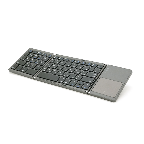 Клавіатура бездротова B033, розкладна, 64 клавіші, Touchpad, (Eng / Pyc), 2.4G, Gray, 300x98mm, Box