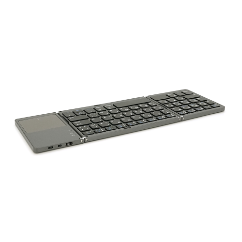 Клавіатура бездротова B033, розкладна, 64 клавіші, Touchpad, (Eng / Pyc), 2.4G, Gray, 300x98mm, Box