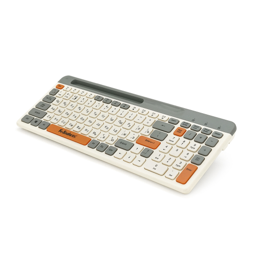 Клавіатура бездротова K100, 99 клавіш+ підставка під телефон, (Eng / Pyc), 2.4G, White / Gray, 380x175mm, Box