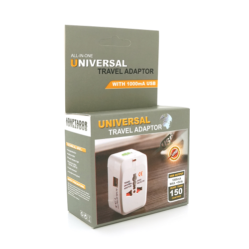 Універсальний переходник все стандарти розеток 5 in 1 + USB