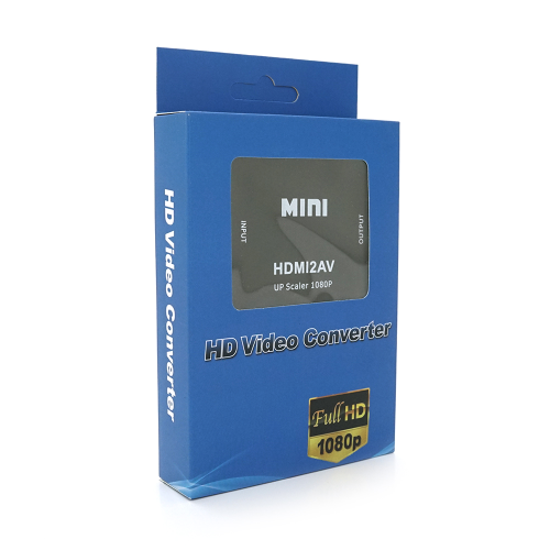 Конвертер Mini, HDMI to AV, ВИХІД 3RCA(мама) на ВХІД HDMI(мама), 720P / 1080P, Black, BOX