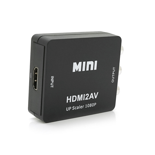 Конвертер Mini, HDMI to AV, ВИХІД 3RCA(мама) на ВХІД HDMI(мама), 720P / 1080P, Black, BOX