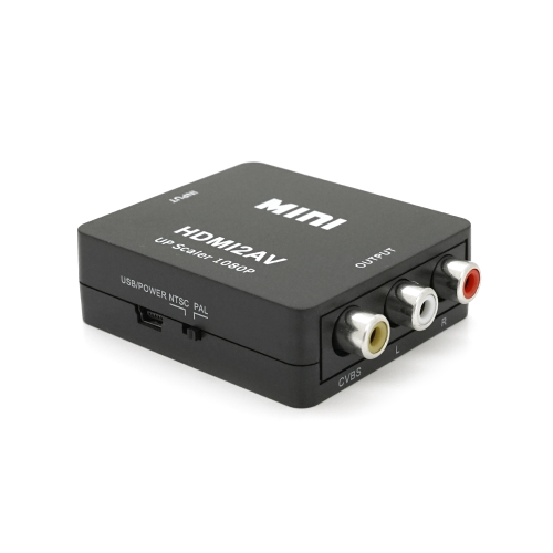 Конвертер Mini, HDMI to AV, ВИХІД 3RCA(мама) на ВХІД HDMI(мама), 720P / 1080P, Black, BOX