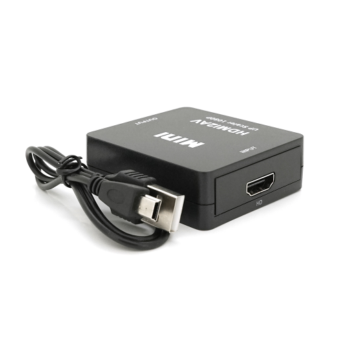 Конвертер Mini, HDMI to AV, ВИХІД 3RCA(мама) на ВХІД HDMI(мама), 720P / 1080P, Black, BOX