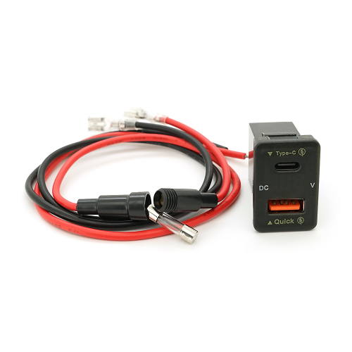 АЗУ FPUV-R, PD+QC3.0, Type-C: 30W, 5V-3A / 9V-3A / 12V-2.5A, USB: 18W, 5V-3.4A / 9V-2A / 12V-1.5A, 33x23mm, LED Red, Black