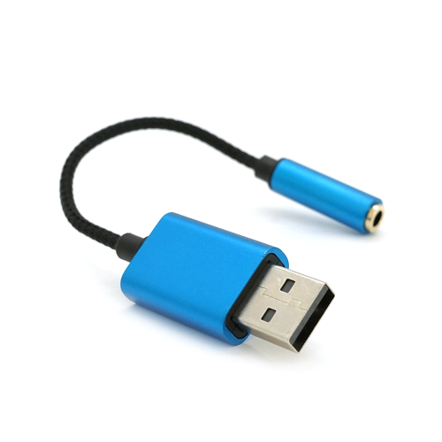 Перехідник для навушників KIN KY-210 USB2.0(M)-Jack3.5(F), Blue, Box