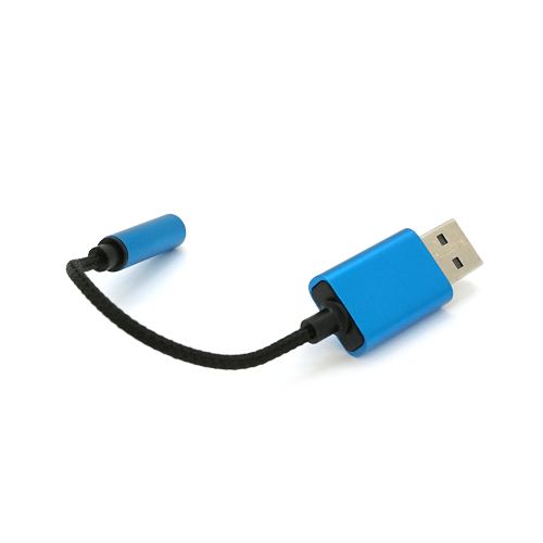 Перехідник для навушників KIN KY-210 USB2.0(M)-Jack3.5(F), Blue, Box