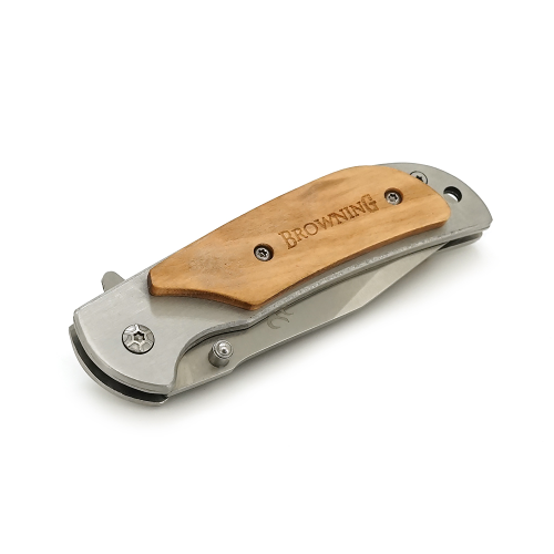Ніж складний Browning-338S, ручка дерево, довжина 160 мм, 108 гр, Steel color
