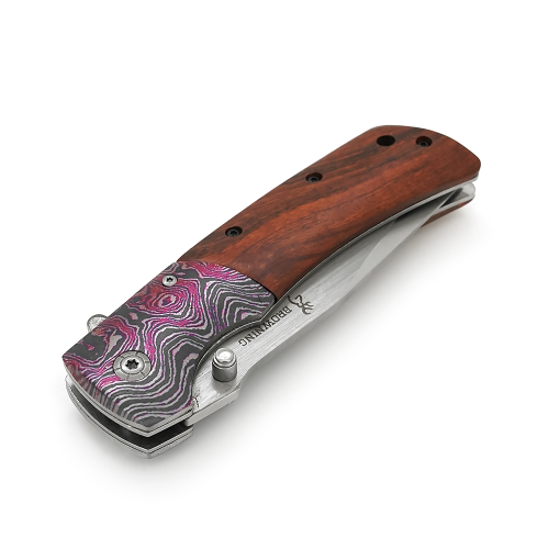 Ніж складний Browning-DA142, ручка сталь + дерево з малюнком, довжина 228 мм, 247 гр, Box