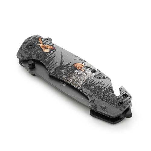 Ніж складний Browning-FA18 Hawk, ручка сталь з малюнком, довжина 230 мм, 300 гр, Box