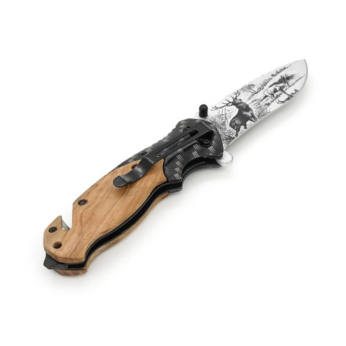 Ніж складний Browning-X50-3D, ручка сталь + карбон + дерево, довжина 206 мм, 250 гр, Box