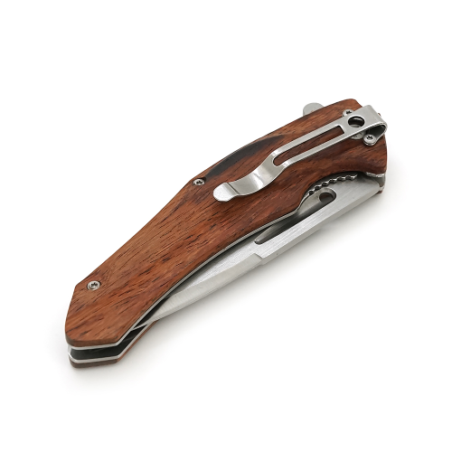 Ніж складний A2882, ручка сталь + дерево, довжина 215 мм, 200 гр, Box