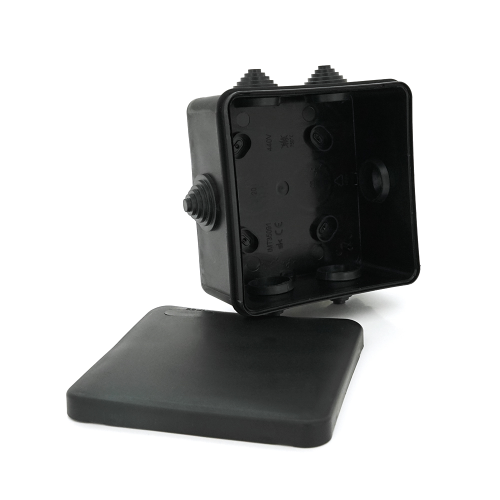 Коробка розподільна зовнішня PIPO Р30 110х110х60мм; IP55; пластик; (РР) 6 гермівводу; чорна; Q50