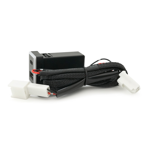 АЗУ врізне 60W-D01T03-С, PD+QC, Type-C: 30W, USB: 30W, LED підсвічування, комплект дротів з роз&apos;ємами, 33x22х58mm, Black