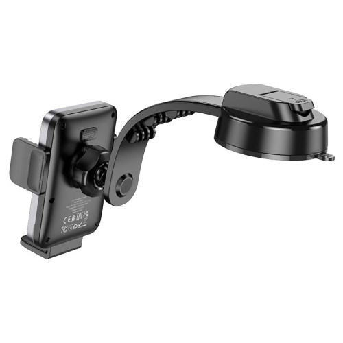 Автоутримувач HOCO HW14+ Wireless Charging 15W, кріплення на торпеду, затискач 55-90мм, Black, Box
