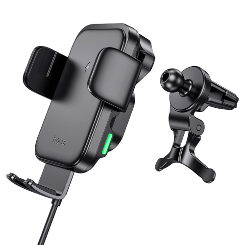 Автоутримувач HOCO HW10+ Wireless Charging 15W, кріплення на решітку, затискач 50-90мм, Black, Box