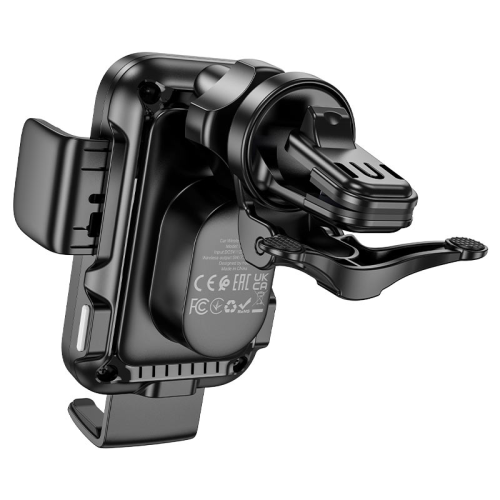 Автоутримувач HOCO HW10+ Wireless Charging 15W, кріплення на решітку, затискач 50-90мм, Black, Box