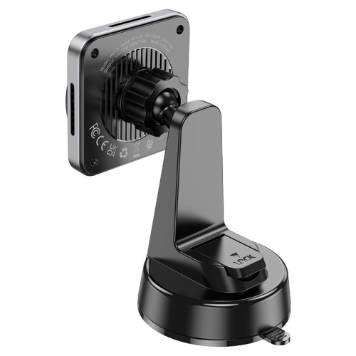 Автотримач HOCO HW16+ Wireless Charging 15W, кріплення на торпеду, магніт, Black, Box