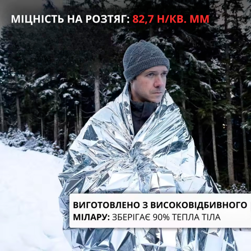 Рятувальне одноразове покривало, 140х210 см, універсальне