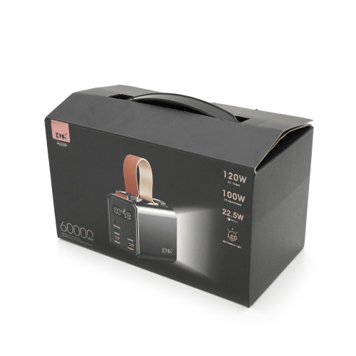 PowerBank 100W KP KG-600 60000mAh, Input:(Type-C), Output:(USB,Type-C), PD120W для Laptop, plastic, Silver, Box