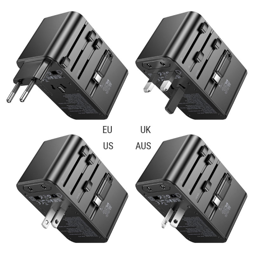 Мережевий фільтр HOCO AC18A на 1 розетку + 2 USB + USB-C, 35W, кабель 1,5 м, 220В, Black, Box