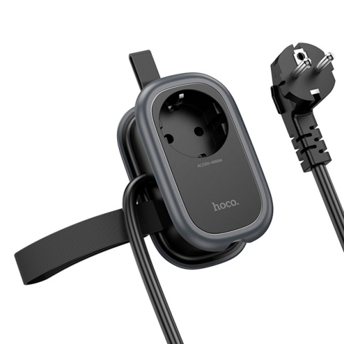 Мережевий фільтр HOCO NS6 на 1 розетку + 2 USB + USB-C, 30W, кабель 1.1м, 220В, Black, Box