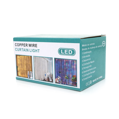 Гірлянда 200LED Штора (Blue), USB+пульт, мідний провід, 8 режимів, 3*2метри, прозора ізоляція, BOX