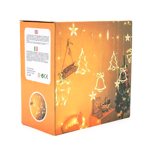 Гірлянди 12 фігур + 30LED, 1 режим, 3 * 1,5, прозора ізоляція, живлення від 3 * АА, Mix Color, Box