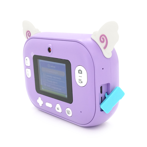 Дитячий фотоапарат YT008 з функцією миттєвого друку, підтримка microSD card, Фіолетовий Єдиноріг, Box