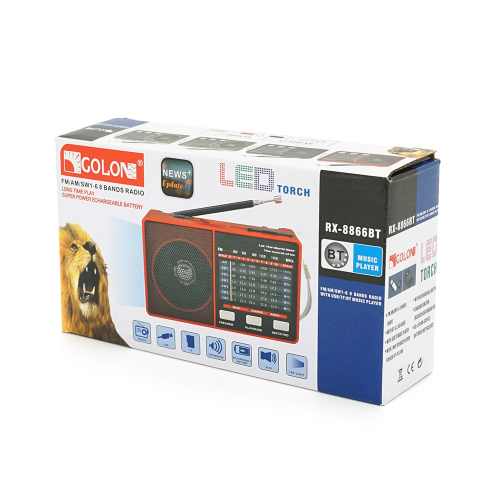 Радіоприймач GOLON RX-8866, LED, 2x3W, FM радіо, корпус пластмас, Mix Color, BOX
