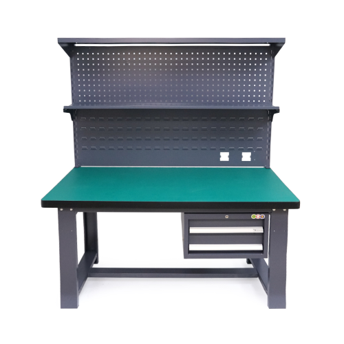 Антистатичний слюсарний стіл 210*75*180cm з підсвічуванням, навісними ящиками та панелями (4 місця)