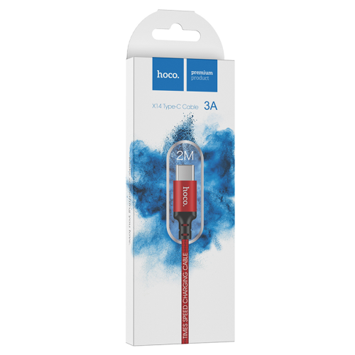 Кабель Hoco X14, Type-C-USB, 3A, Red, довжина 2м, BOX