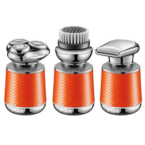 Електробритва VGR V-391 ORANGE, 3 насадки, IPX7, LED display, Box