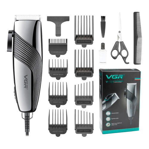 Тример VGR V-121, Professional, 8 насадок, ножиці + гребінець, від мережі 220В, Box