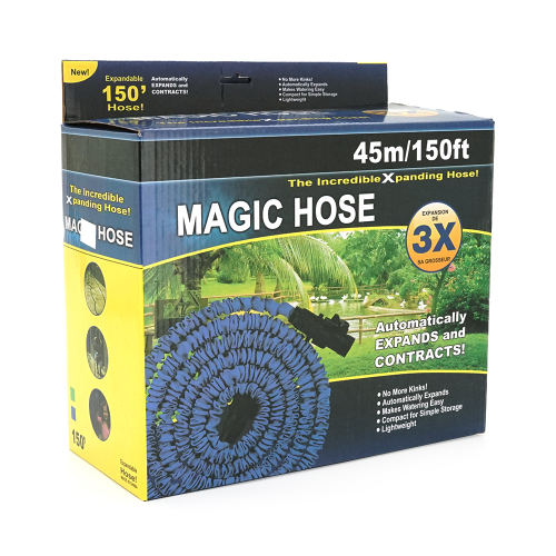 Шланг Садовий KY-450B, 15-45м / 150ft, + розпилювач, насадка на кран, Blue, Box