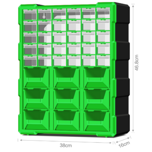 Скринька для зберігання деталей 39 осередків 46,8*38*16cм, осередки 2х-типів 15,3*5,4*3,6см та 15,5*10,2*7,1см