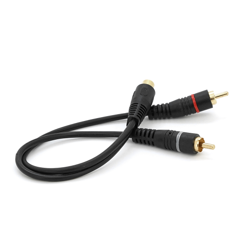 Кабель RCA (мама) =&amp;gt; 2хRCA (тато), CU, круглий, Black, 0,2 м, (Пакет) Q250