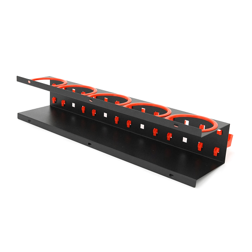 Настінна вішалка-підставка для пляшок, 5 місць + 5 квадратних гачків + 5 лійок, метал, 53.5*11*15мм, чорний