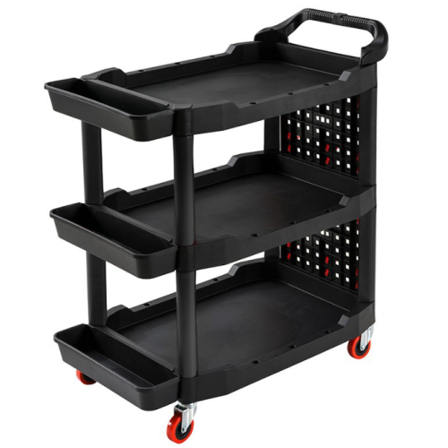 Пластиковий візок для інструментів, з перфорованою стінкою, 97.5х48х68мм, черний