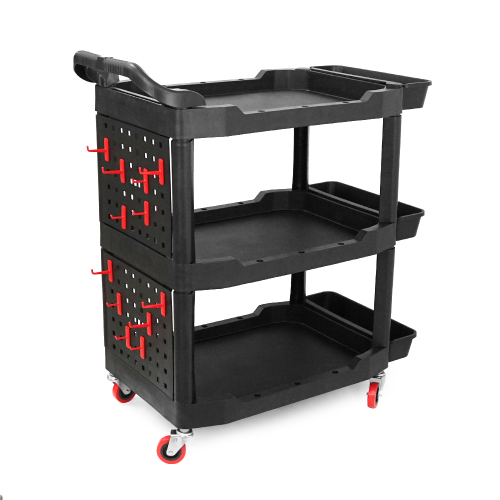 Пластиковий візок для інструментів, з перфорованою стінкою, 97.5х48х68мм, черний