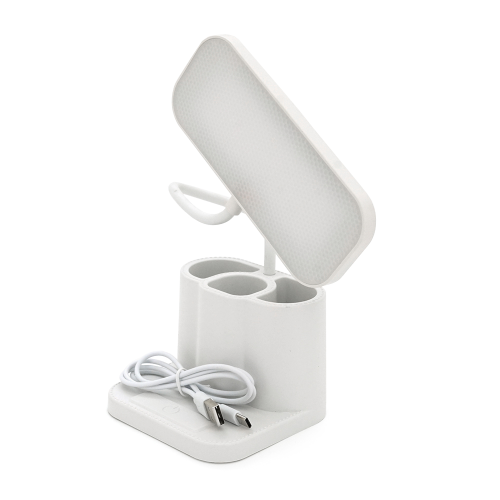 Гнучка настільна лампа BKL-L7 з органайзером, 3 режими (білий+теплий білий), сенсорне включення, вбудований акум 500mAh, 15х6 см, 290г, White, Box