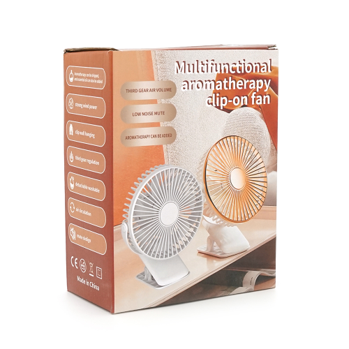 Портативний настільний вентилятор YT41016, R*160мм, 3 режими, прищіпка, таймер, вбудований акумулятор, USB кабель, Mix Color, Box
