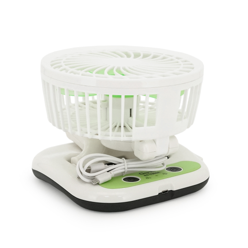 Портативний настільний вентилятор KC-7900A, R*160мм, 2 режими, ліхтар, живлення від акумулятора 18650 (в комплекті тільки 1шт), USB кабель, Box