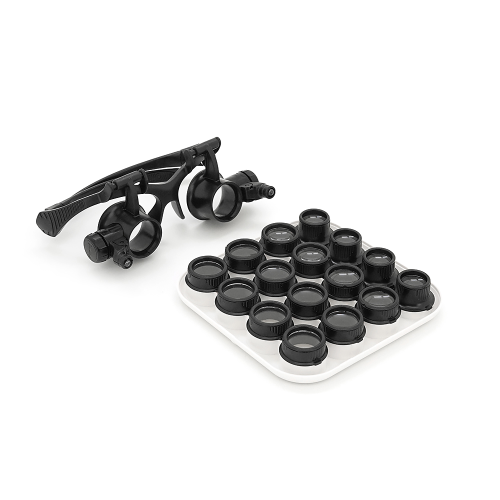 Лупа-окуляри бінокулярна NO.9892G8KX c Led підсвічуванням, 8 змінних лінз, 2,5х4х6х8х10х15х20х25, Вох