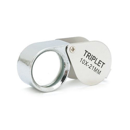 Лупа ручна TRIPLET 10X-21mm, складна (брелок), метал-скло, пластикова коробка. 42 * 24 * 18mm.