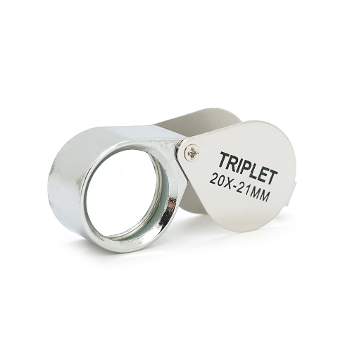 Лупа ручна TRIPLET 20X-21mm, складна (брелок), метал-скло, пластикова коробка. 60*24*18mm.