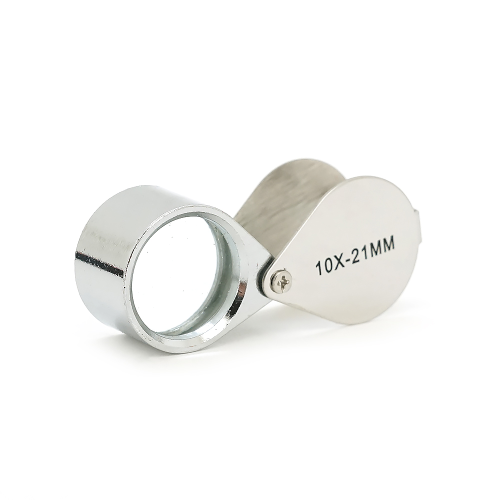 Лупа ручна 1152 10X-21mm, складна (брелок), метал-скло, пластикова коробка. 60*24*18mm.