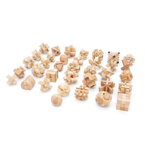 Набір 3D з 36-головоломки. Метріал: дерево. Розміри елементів 5,7-10 см. Сумка для зберігання. 300х250х25 мм. Вага: 2.8 кг.