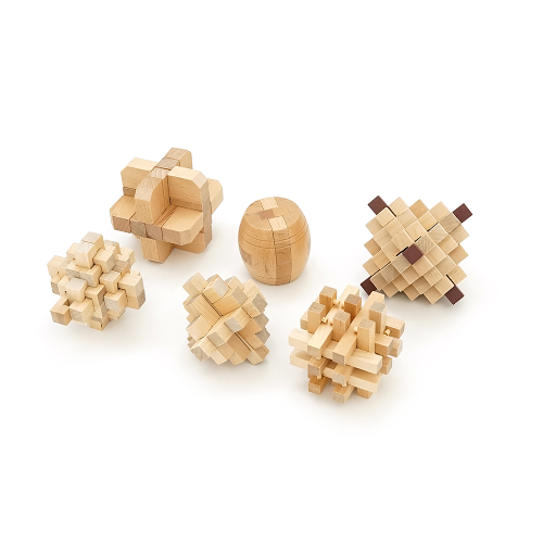 Набір 3D із 6-головоломок &amp;quot;Набір №4&amp;quot;. Метріал: дерево. Розміри елементів 5.7-10 см. 260х90х180 мм. Вага: 0.850 кг.